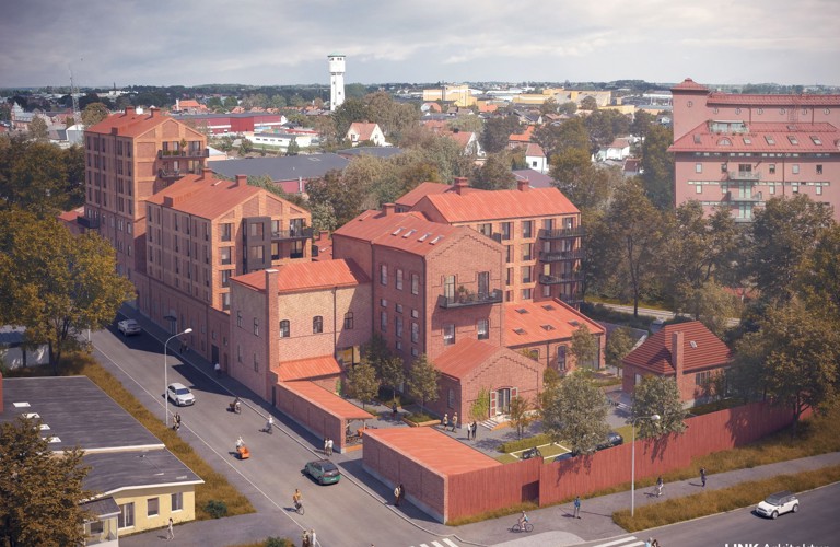 Renderingsbild över området.